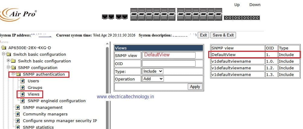 airpro-4500-switch-snmp-configuration-authentication-views