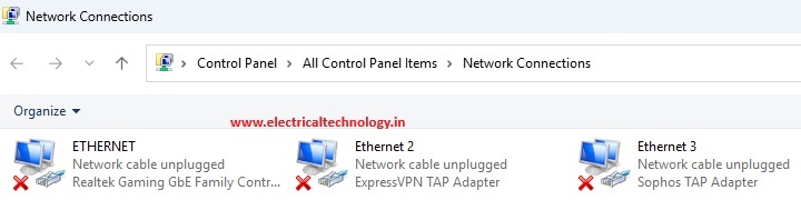 ethernet connections in laptop ncpa