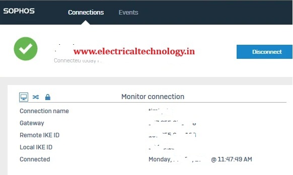 sophos vpn connected successfully