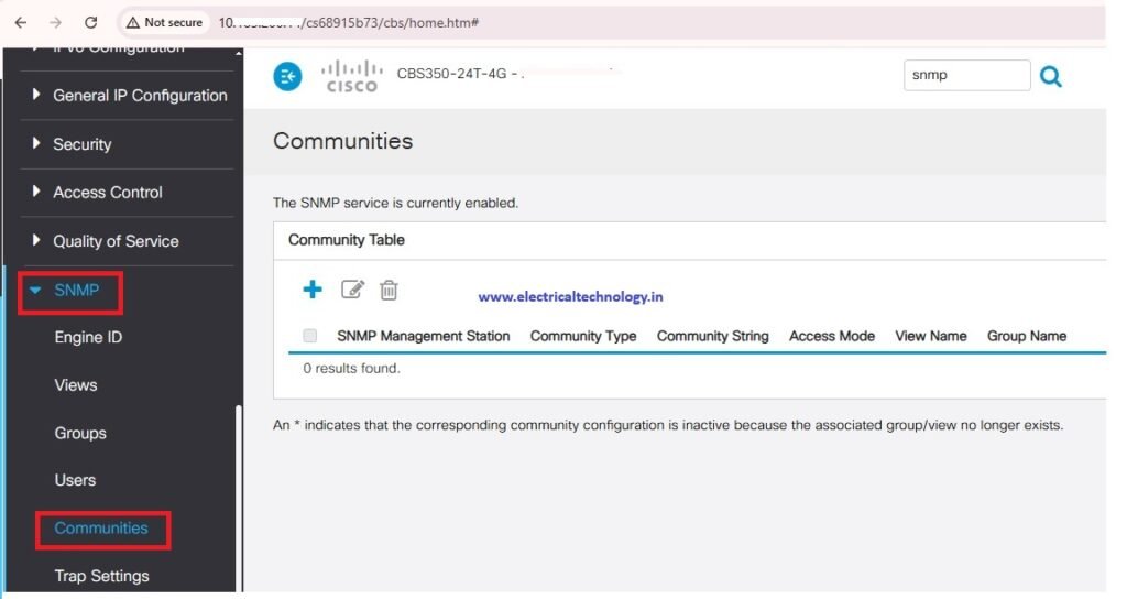 cisco cbs 350 snmp settings